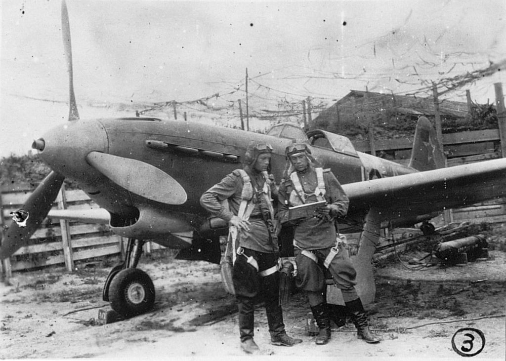 Soviet Pilots with Yak9 Fighter