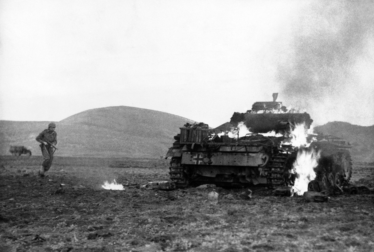 Burning German Panzer 3