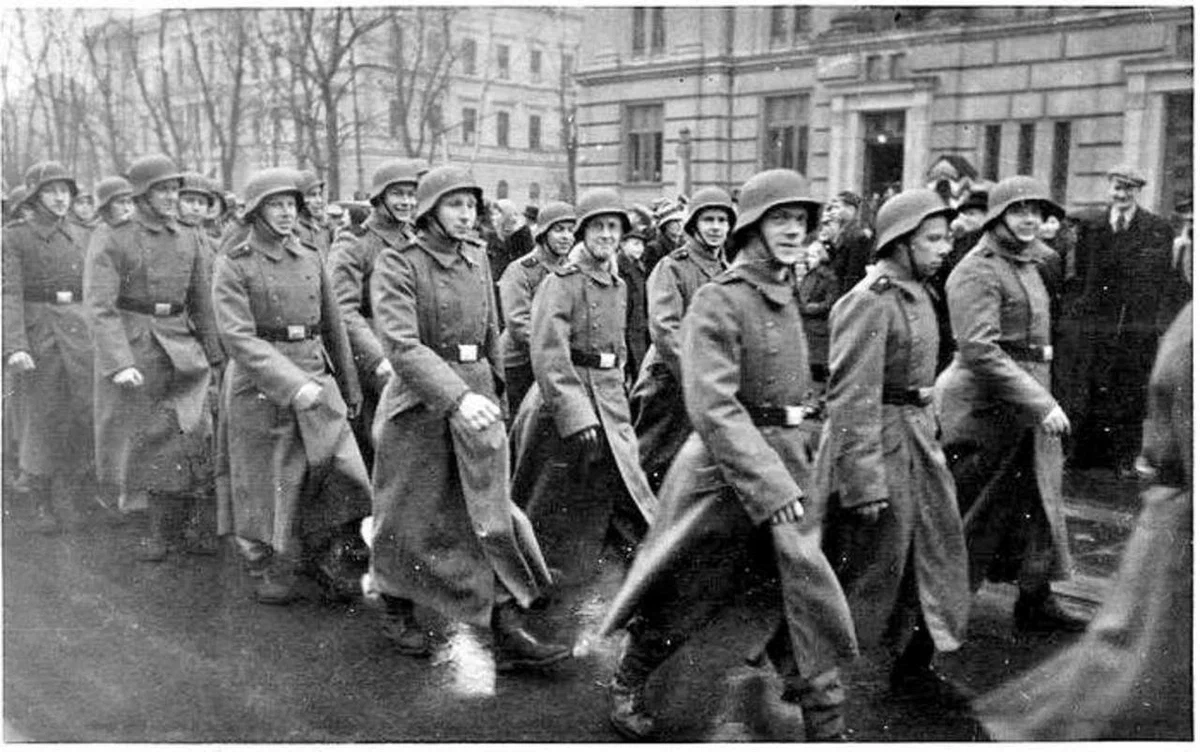 Latvian SS Marching